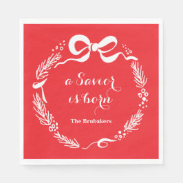 Custom Modern Luke 2 Scripture Red Christmas Pappersservett