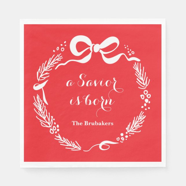 Custom Modern Luke 2 Scripture Red Christmas Pappersservett (Framsidan)