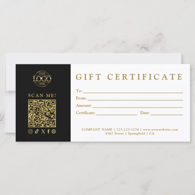 Custom Modern Minimalist Business Gift Certificate (Framsida)