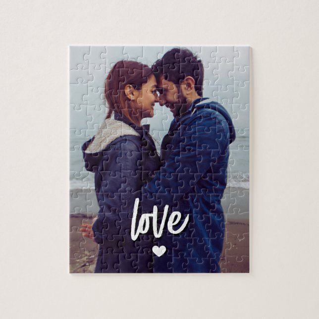 Custom Modern Photo Love Script Couple Pussel (Vertikal)