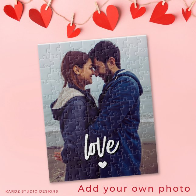 Custom Modern Photo Love Script Couple Pussel (Customize with your photo and choose size.)