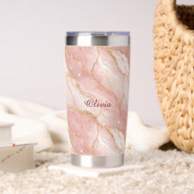 Custom Modern Rose Quartz Marble Gold