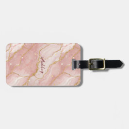 Custom Modern Rose Quartz Marble Gold Bagagebricka