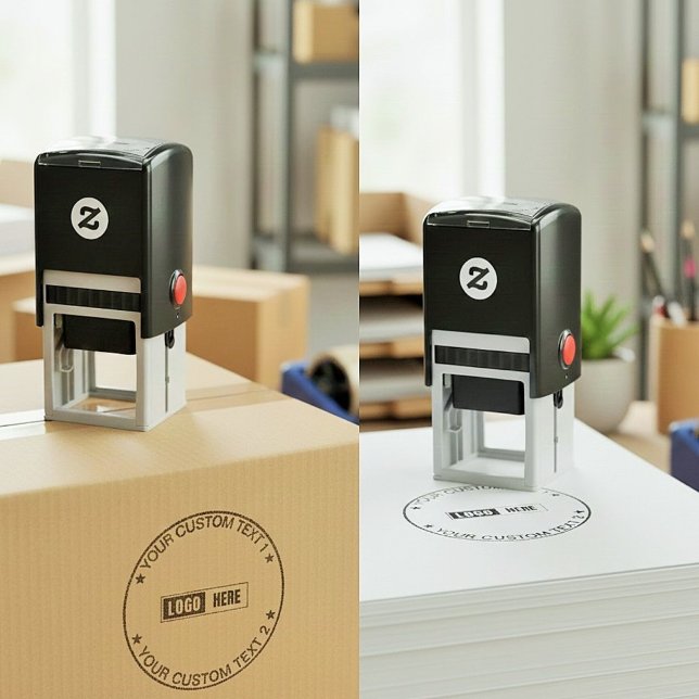 Custom Modern Round Business Logo & Text Seal Självfärgande Stämpel (custom logo stamp for packaging, self inking round business seal, small business branding tools, )