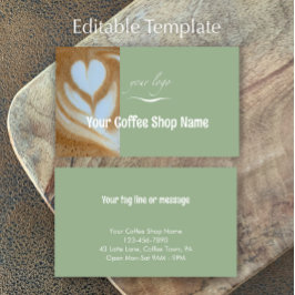 Custom Modern Sage Add Logo and Photo Template Visitkort