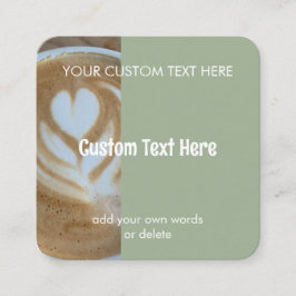 Custom Modern Sage Green Cafe Photo Template Fyrkantigt Visitkort