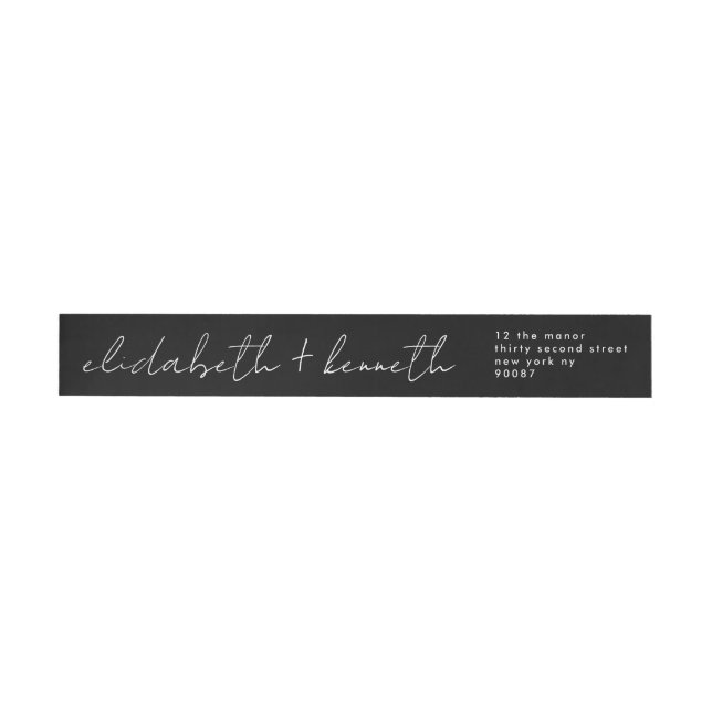 custom modern script black white names wedding etikettband (Individual)