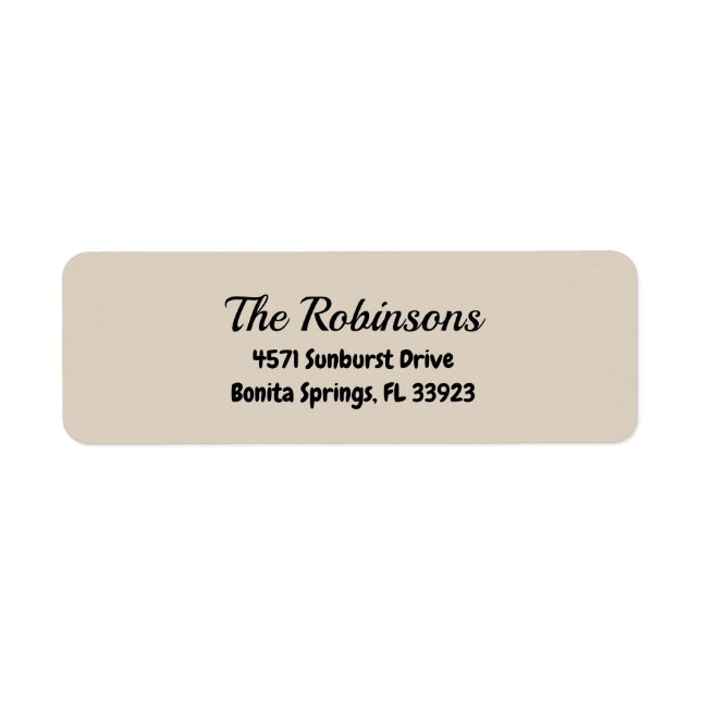 Custom Modern Stylish Natural Linen Address Label Returadress Etikett (Framsidan)