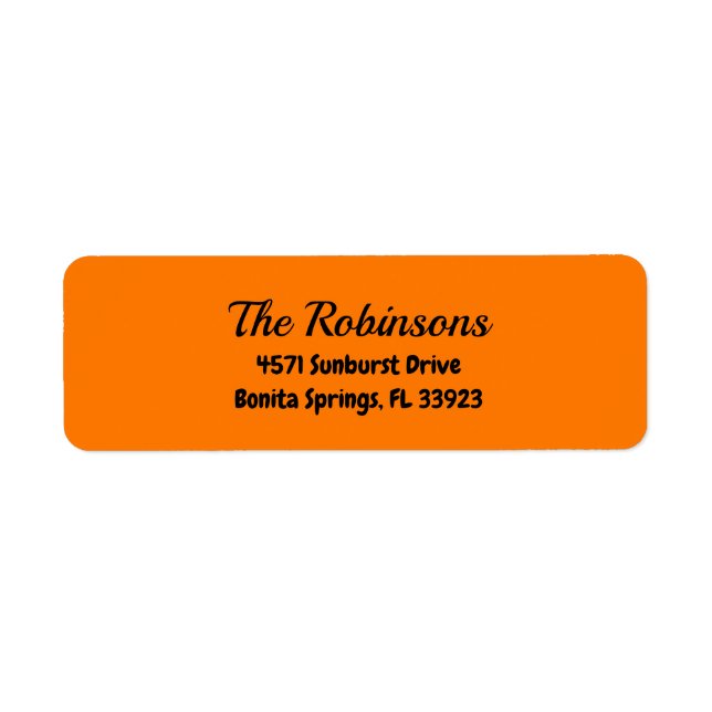 Custom Modern Stylish Safety Orange Address Label Returadress Etikett (Framsidan)