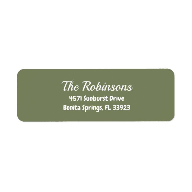 Custom Modern Stylish Sage Green Address Label Returadress Etikett (Framsidan)