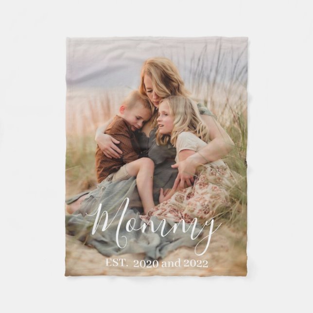 Custom Mom Established Modern Script Photo  Fleecefilt (Framsidan)