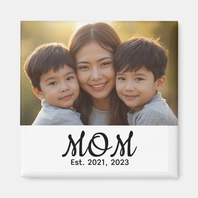 Custom Mom Established Modern Script Photo Magnet (Framsidan)