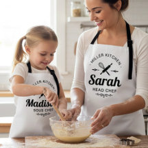 Custom Mom & Kids Holiday Apron Set