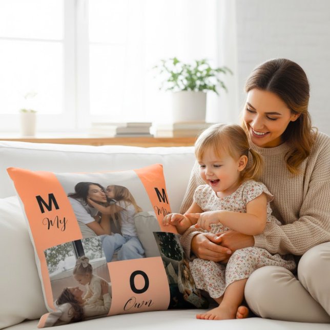 Custom "MOM" Photo Collage Throw Pillow Kudde (Skapare uppladdad)