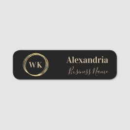 Custom Monogram Black Gold Employee Namnbricka