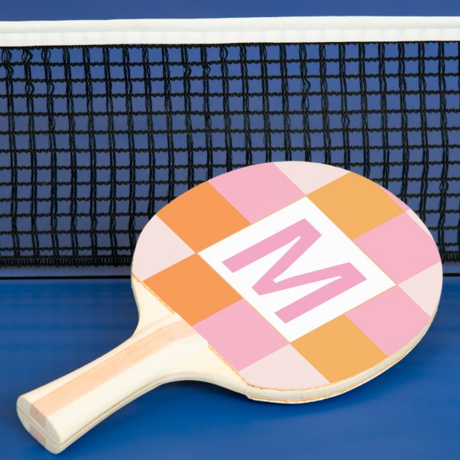 Custom monogram Elegant pink geometric pattern  Pingisracket (Insitu)