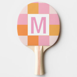 Custom monogram Elegant pink geometric pattern  Pingisracket