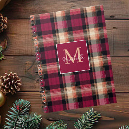 Custom Monogram Festive Gingham Style Pattern Anteckningsbok