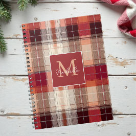 Custom Monogram Festive Gingham Style Pattern Anteckningsbok