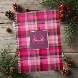 Custom Monogram Gingham Style Pattern Anteckningsbok