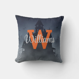 Custom Monogram Haunted House Halloween Decor Kudde