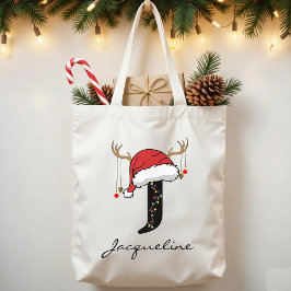 Custom Monogram Holiday Tote Bag for Friends Tygkasse