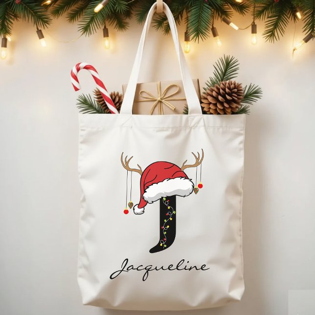 Custom Monogram Holiday Tote Bag for Friends Tygkasse (Christmas gift for coworkers, Christmas gift for friends, family monogram tote, holiday family tote,)