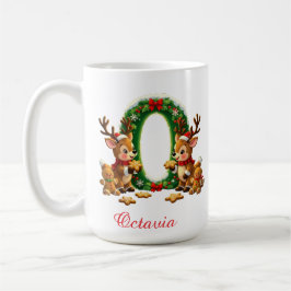 Custom Monogram initial O merry Christmas Kaffemugg