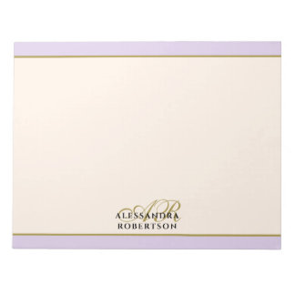 Custom Monogram Lavender Ivory Gold Minimalist Anteckningsblock