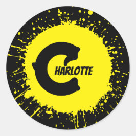 Custom Monogram Letter C Personalized Name Yellow Runt Klistermärke