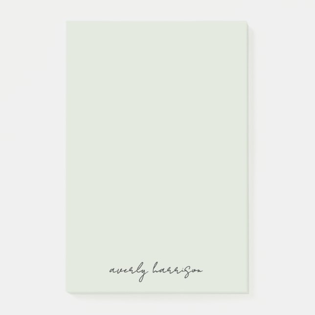 Custom Monogram Light Sage Chic Minimalist  Post-it Block (Framsida)