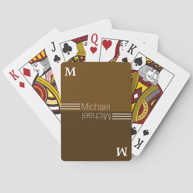 Custom Monogram Minimalist Brown Casinokort (Baksidan)