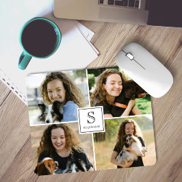 Custom Monogram & Name 4 Photo Collage Template Musmatta