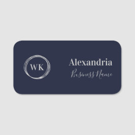 Custom Monogram Navy Silver Employee Namnbricka