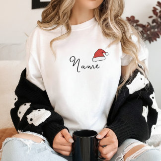 Custom Monogram with Santa Hat for Christmas T Shirt