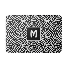 Custom Monogram Zebra Pattern Badrumsmatta