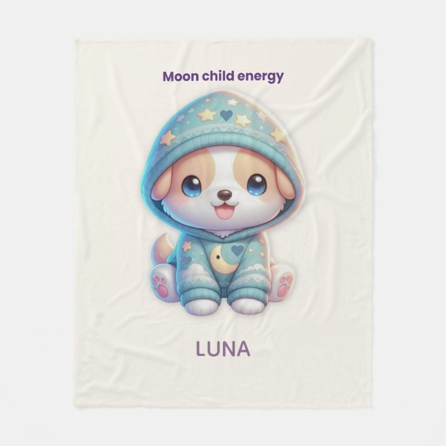 Custom Moon Child Energy Dog Blanket Fleecefilt (Framsidan)