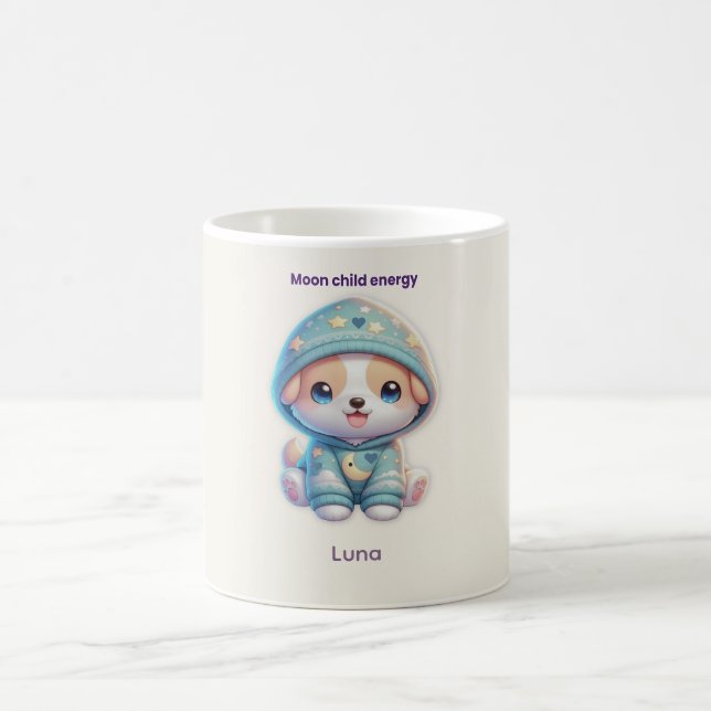 Custom Moon Child Energy Dog Mug Kaffemugg (Center)
