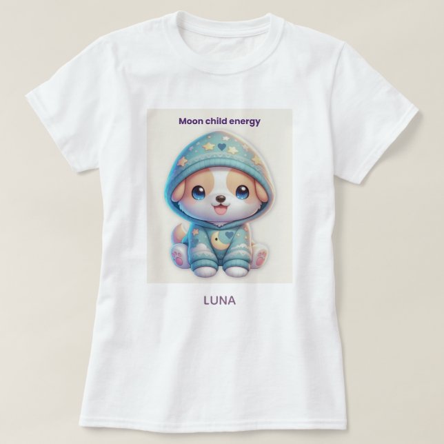 Custom Moon Child Energy Dog T-Shirt (Design framsida)