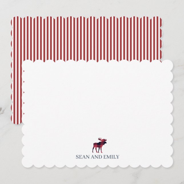 Custom Moose Mountain Christmas Stationary Tack Kort (Fram/baksida)
