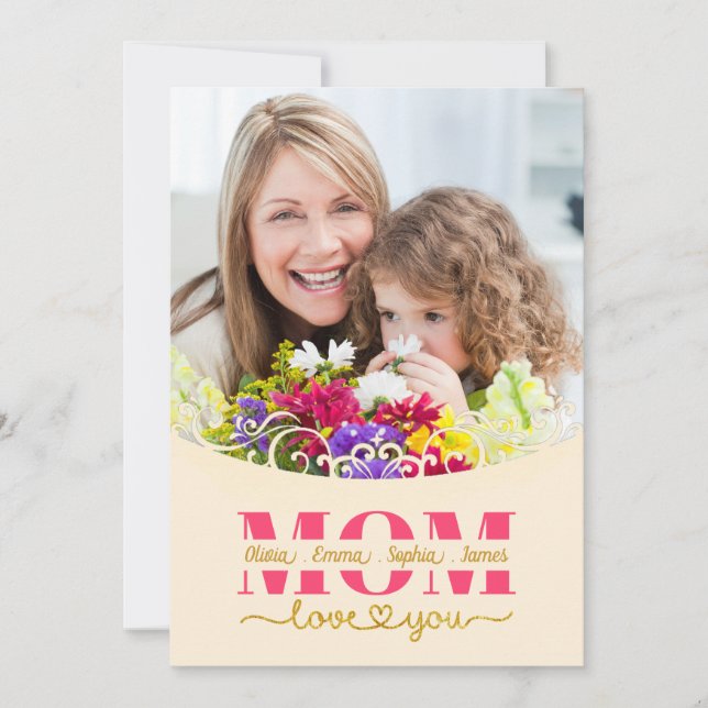 Custom Mother's Day I Photo & Personal Message Kort (Framsida)