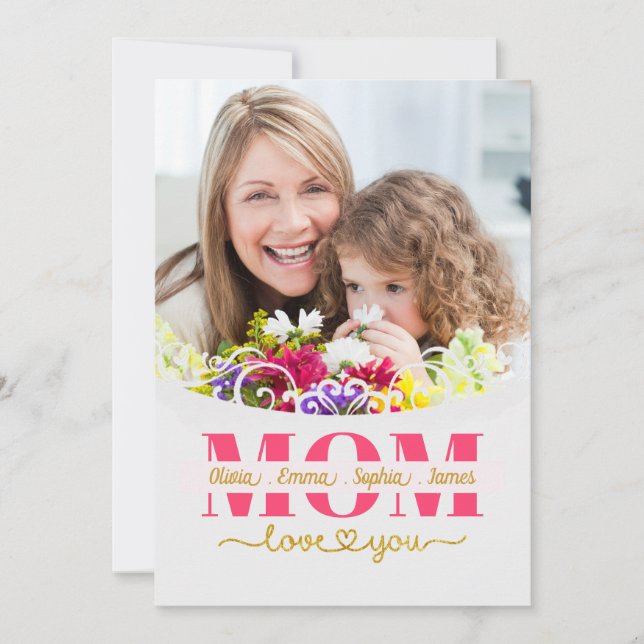 Custom Mother's Day I Photo & Personal Message Kort (Framsida)