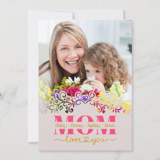 Custom Mother's Day I Photo & Personal Message Kort (Framsida)