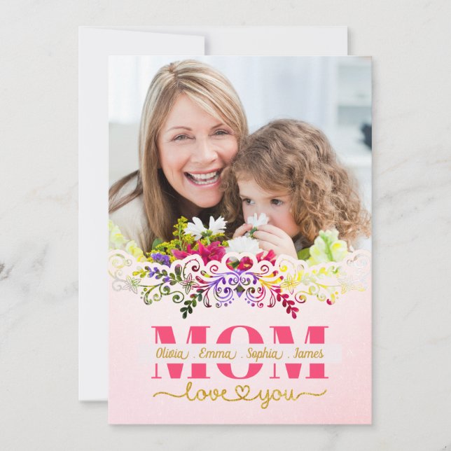 Custom Mother's Day I Photo & Personal Message Kort (Framsida)
