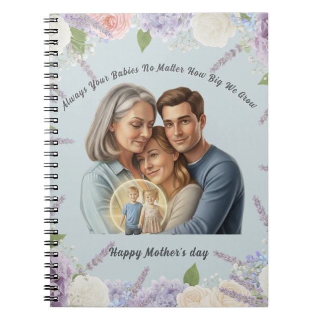 Custom Mother's day photo Always your babies  Anteckningsbok (Framsidan)