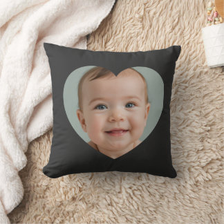 Custom mothers day photo heart mask Throw Pillow  Kudde