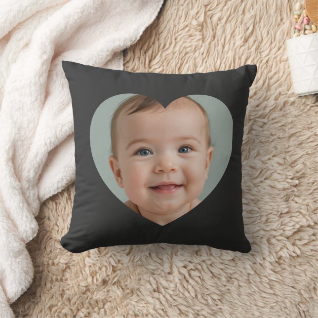 Custom mothers day photo heart mask Throw Pillow  Kudde (Filt)