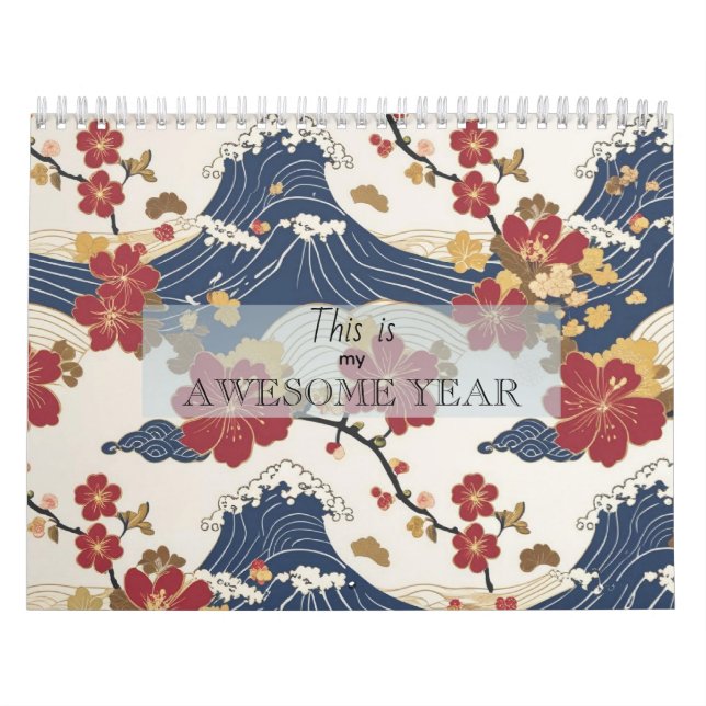 Custom Motivational Japanese Kimono Pattern Kalender (Omslag)