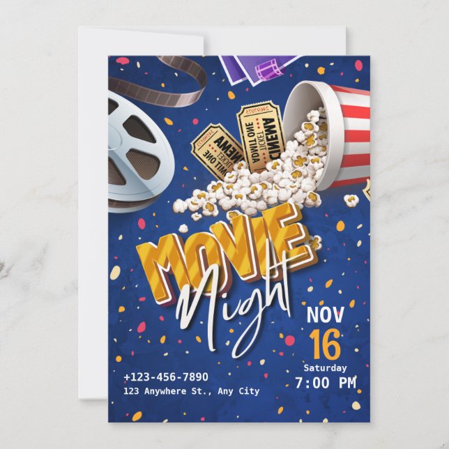 Custom Movie Night Invitations Inbjudningar (Framsida)