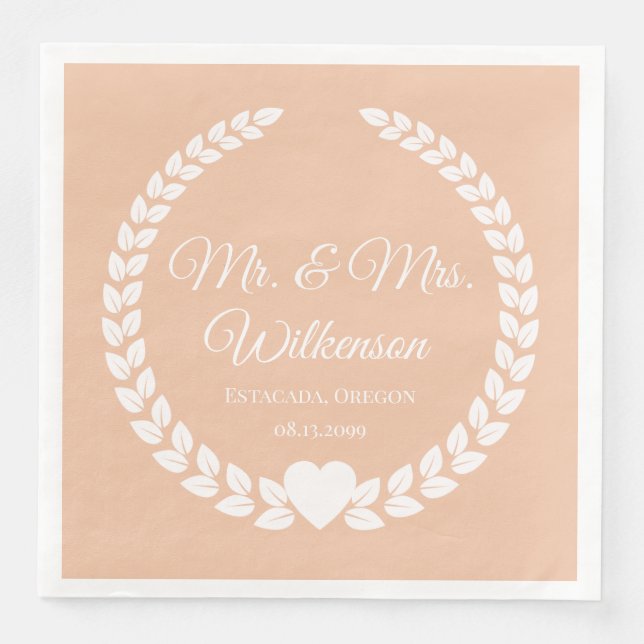 Custom Mr. & Mrs. Bride and Groom Newlywed Pappersservett (Framsida)